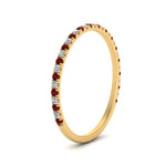 Load image into Gallery viewer, half-eternity-stackable-diamond-wedding-ring-with-ruby-in-FD67818BGRUDR-NL-YG
