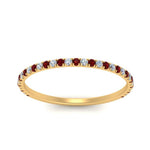 Load image into Gallery viewer, half-eternity-stackable-diamond-wedding-ring-with-ruby-in-FD67818BGRUDR-NL-YG
