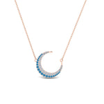 Load image into Gallery viewer, half-moon-necklace-diamond-pendant-with-blue-topaz-in-FDPD9197GICBLTOANGLE1-NL-RG
