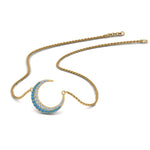 Load image into Gallery viewer, half-moon-necklace-diamond-pendant-with-blue-topaz-in-FDPD9197GICBLTOANGLE1-NL-YG

