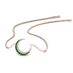 Load image into Gallery viewer, half-moon-necklace-diamond-pendant-with-emerald-in-FDPD9197GEMGRANGLE1-NL-RG
