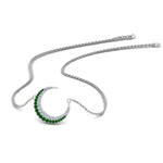 Load image into Gallery viewer, half-moon-necklace-diamond-pendant-with-emerald-in-FDPD9197GEMGRANGLE1-NL-WG
