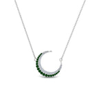 Load image into Gallery viewer, half-moon-necklace-diamond-pendant-with-emerald-in-FDPD9197GEMGRANGLE1-NL-WG
