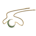 Load image into Gallery viewer, half-moon-necklace-diamond-pendant-with-emerald-in-FDPD9197GEMGRANGLE1-NL-YG
