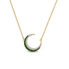 Load image into Gallery viewer, half-moon-necklace-diamond-pendant-with-emerald-in-FDPD9197GEMGRANGLE1-NL-YG