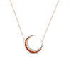 Load image into Gallery viewer, half-moon-necklace-diamond-pendant-with-orange-sapphire-in-FDPD9197GSAORANGLE1-NL-RG