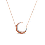 Load image into Gallery viewer, half-moon-necklace-diamond-pendant-with-orange-sapphire-in-FDPD9197GSAORANGLE1-NL-RG
