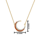 Load image into Gallery viewer, half-moon-necklace-diamond-pendant-with-orange-sapphire-in-FDPD9197GSAORANGLE1-NL-YG
