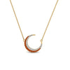Load image into Gallery viewer, half-moon-necklace-diamond-pendant-with-orange-sapphire-in-FDPD9197GSAORANGLE1-NL-YG