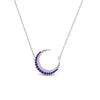 Load image into Gallery viewer, half-moon-necklace-diamond-pendant-with-purple-topaz-in-FDPD9197GVITOANGLE1-NL-WG