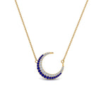 Load image into Gallery viewer, half-moon-necklace-diamond-pendant-with-sapphire-in-FDPD9197GSABLANGLE1-NL-YG
