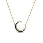 Load image into Gallery viewer, half-moon-necklace-pendant-with-black-diamond-in-FDPD9197GBLACKANGLE1-NL-YG
