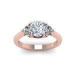 Load image into Gallery viewer, Round Cut Half Moon Accent Engagement Ring
