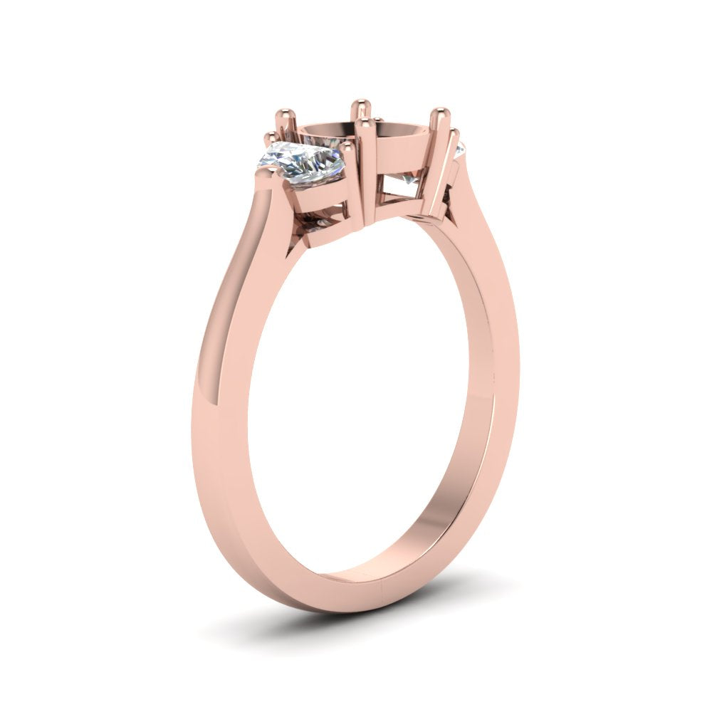 Semi Mount Half Moon Accent Engagement Ring