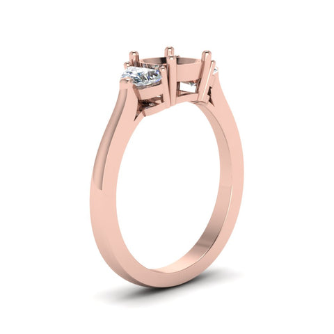 Semi Mount Half Moon Accent Engagement Ring