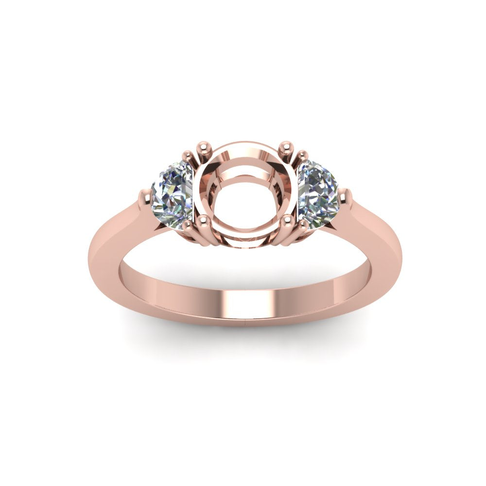 Semi Mount Half Moon Accent Engagement Ring