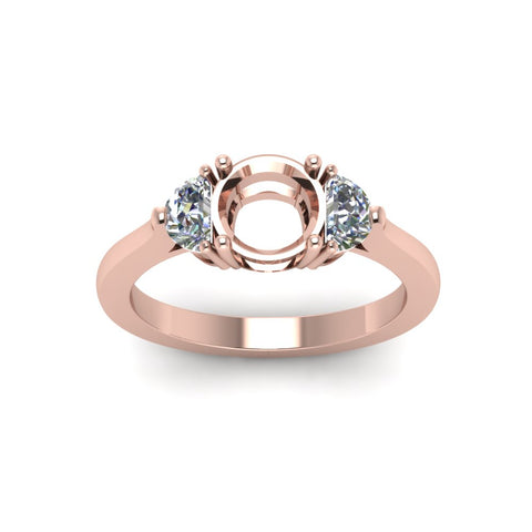 Semi Mount Half Moon Accent Engagement Ring
