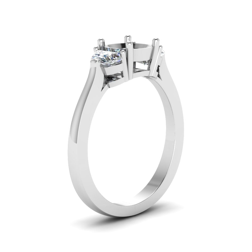 Semi Mount Half Moon Accent Engagement Ring
