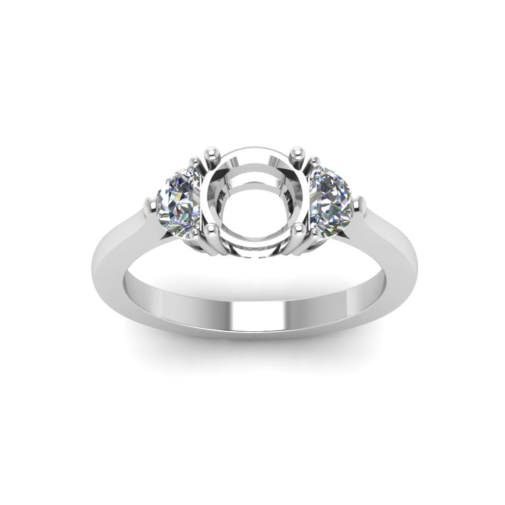 Semi Mount Half Moon Accent Engagement Ring