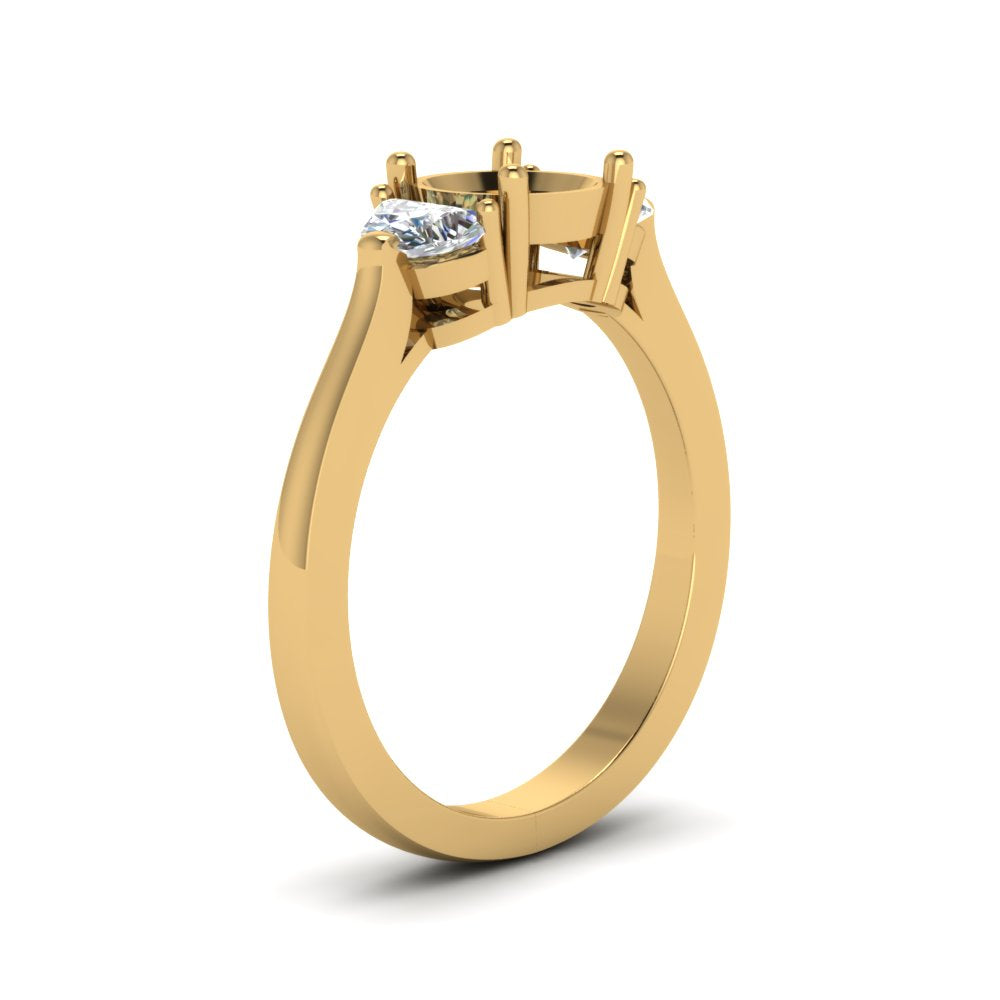 Semi Mount Half Moon Accent Engagement Ring