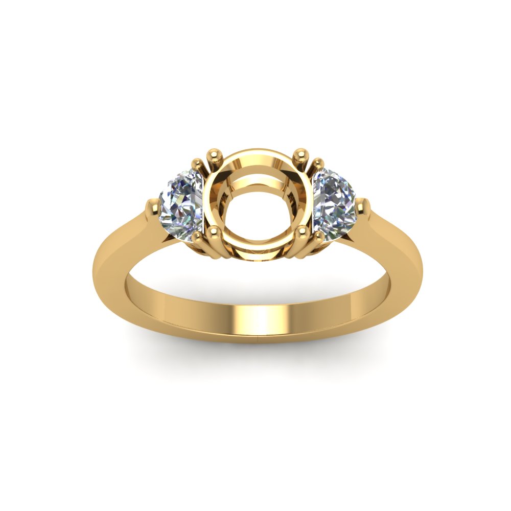 Semi Mount Half Moon Accent Engagement Ring