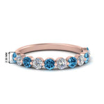 Load image into Gallery viewer, half-way-single-prong-diamond-wedding-band-ring-with-blue-topaz-in-rose-gold-FD9478B(0.75ct)GICBLTO-NL-RG