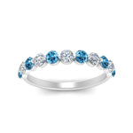 Load image into Gallery viewer, half-way-single-prong-diamond-wedding-band-ring-with-blue-topaz-in-white-gold-FD9478B(0.75ct)GICBLTO-NL-WG