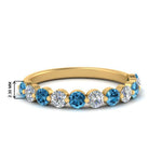 Load image into Gallery viewer, half-way-single-prong-diamond-wedding-band-ring-with-blue-topaz-in-yellow-gold-FD9478B(0.75ct)GICBLTO-NL-YG