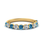 Load image into Gallery viewer, half-way-single-prong-diamond-wedding-band-ring-with-blue-topaz-in-yellow-gold-FD9478B(0.75ct)GICBLTO-NL-YG
