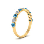 Load image into Gallery viewer, half-way-single-prong-diamond-wedding-band-ring-with-blue-topaz-in-yellow-gold-FD9478B(0.75ct)GICBLTO-NL-YG