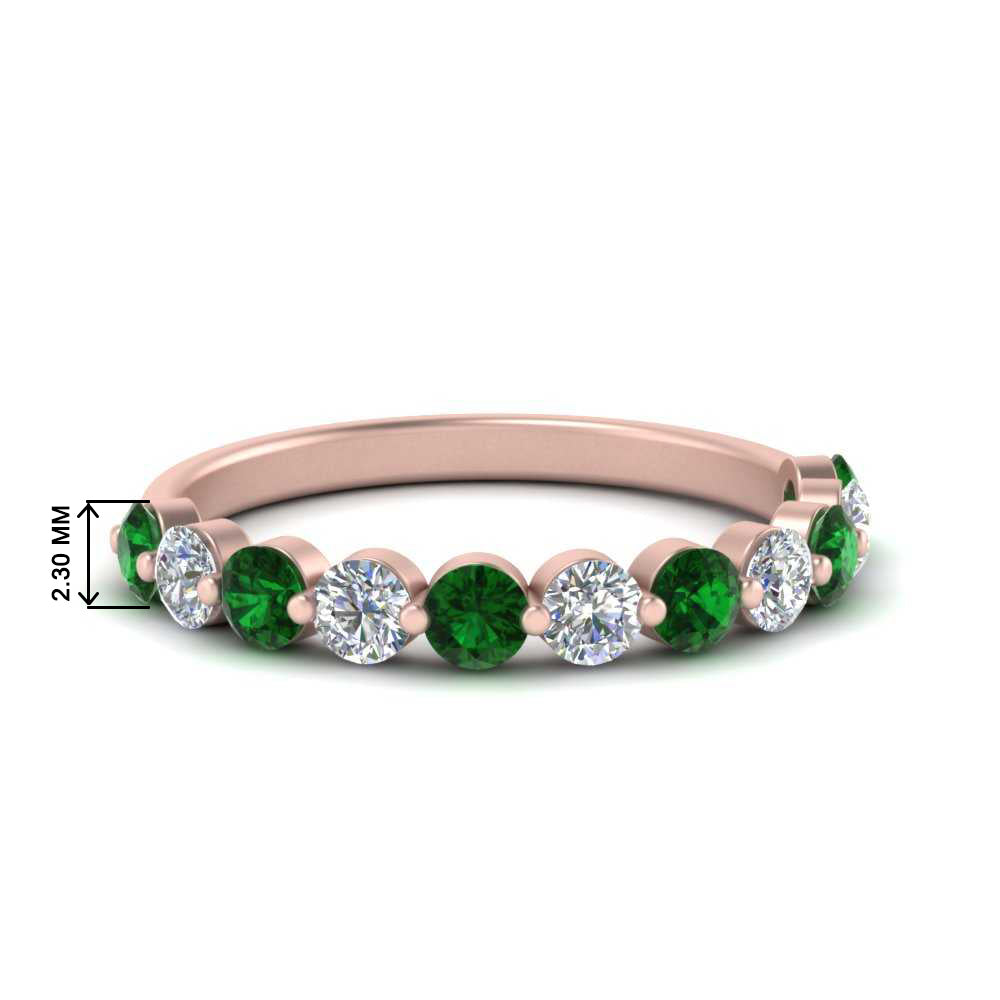 half-way-single-prong-diamond-wedding-band-ring-with-emerald-in-rose-gold-FD9478B(0.75ct)GEMGR-NL-RG