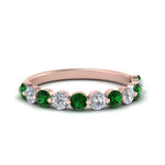 Load image into Gallery viewer, half-way-single-prong-diamond-wedding-band-ring-with-emerald-in-rose-gold-FD9478B(0.75ct)GEMGR-NL-RG