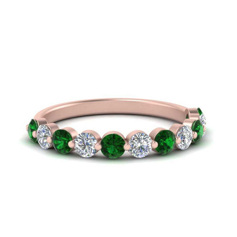 half-way-single-prong-diamond-wedding-band-ring-with-emerald-in-rose-gold-FD9478B(0.75ct)GEMGR-NL-RG