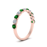 Load image into Gallery viewer, half-way-single-prong-diamond-wedding-band-ring-with-emerald-in-rose-gold-FD9478B(0.75ct)GEMGR-NL-RG