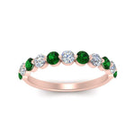 Load image into Gallery viewer, half-way-single-prong-diamond-wedding-band-ring-with-emerald-in-rose-gold-FD9478B(0.75ct)GEMGR-NL-RG
