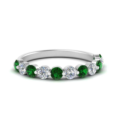 half-way-single-prong-diamond-wedding-band-ring-with-emerald-in-white-gold-FD9478B(0.75ct)GEMGR-NL-WG