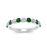 Load image into Gallery viewer, half-way-single-prong-diamond-wedding-band-ring-with-emerald-in-white-gold-FD9478B(0.75ct)GEMGR-NL-WG