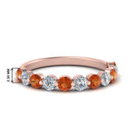 Load image into Gallery viewer, half-way-single-prong-diamond-wedding-band-ring-with-orange-sapphire-in-rose-gold-FD9478B(0.75ct)GSAOR-NL-RG