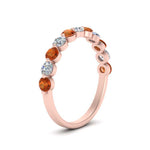 Load image into Gallery viewer, half-way-single-prong-diamond-wedding-band-ring-with-orange-sapphire-in-rose-gold-FD9478B(0.75ct)GSAOR-NL-RG