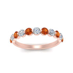 Load image into Gallery viewer, half-way-single-prong-diamond-wedding-band-ring-with-orange-sapphire-in-rose-gold-FD9478B(0.75ct)GSAOR-NL-RG