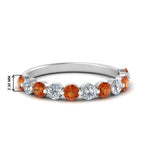 Load image into Gallery viewer, half-way-single-prong-diamond-wedding-band-ring-with-orange-sapphire-in-white-gold-FD9478B(0.75ct)GSAOR-NL-WG