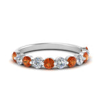 Load image into Gallery viewer, half-way-single-prong-diamond-wedding-band-ring-with-orange-sapphire-in-white-gold-FD9478B(0.75ct)GSAOR-NL-WG