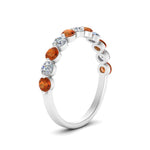Load image into Gallery viewer, half-way-single-prong-diamond-wedding-band-ring-with-orange-sapphire-in-white-gold-FD9478B(0.75ct)GSAOR-NL-WG