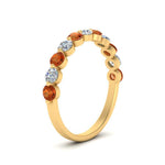 Load image into Gallery viewer, half-way-single-prong-diamond-wedding-band-ring-with-orange-sapphire-in-yellow-gold-FD9478B(0.75ct)GSAOR-NL-YG