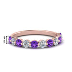 Load image into Gallery viewer, half-way-single-prong-diamond-wedding-band-ring-with-purple-topaz-in-rose-gold-FD9478B(0.75ct)GVITO-NL-RG