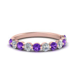 Load image into Gallery viewer, half-way-single-prong-diamond-wedding-band-ring-with-purple-topaz-in-rose-gold-FD9478B(0.75ct)GVITO-NL-RG