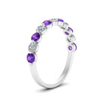 Load image into Gallery viewer, half-way-single-prong-diamond-wedding-band-ring-with-purple-topaz-in-white-gold-FD9478B(0.75ct)GVITO-NL-WG