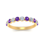 Load image into Gallery viewer, half-way-single-prong-diamond-wedding-band-ring-with-purple-topaz-in-yellow-gold-FD9478B(0.75ct)GVITO-NL-YG