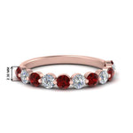 Load image into Gallery viewer, half-way-single-prong-diamond-wedding-band-ring-with-ruby-in-rose-gold-FD9478B(0.75ct)GRUDR-NL-RG