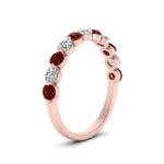 Load image into Gallery viewer, half-way-single-prong-diamond-wedding-band-ring-with-ruby-in-rose-gold-FD9478B(0.75ct)GRUDR-NL-RG